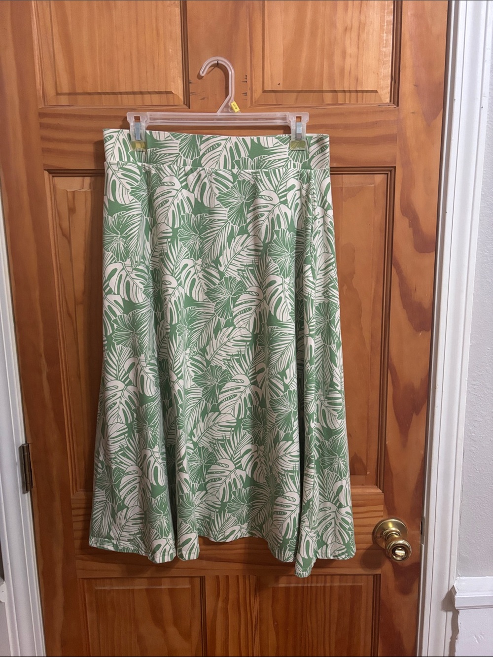 Pact Green and Cream Botanical A-Line Skirt